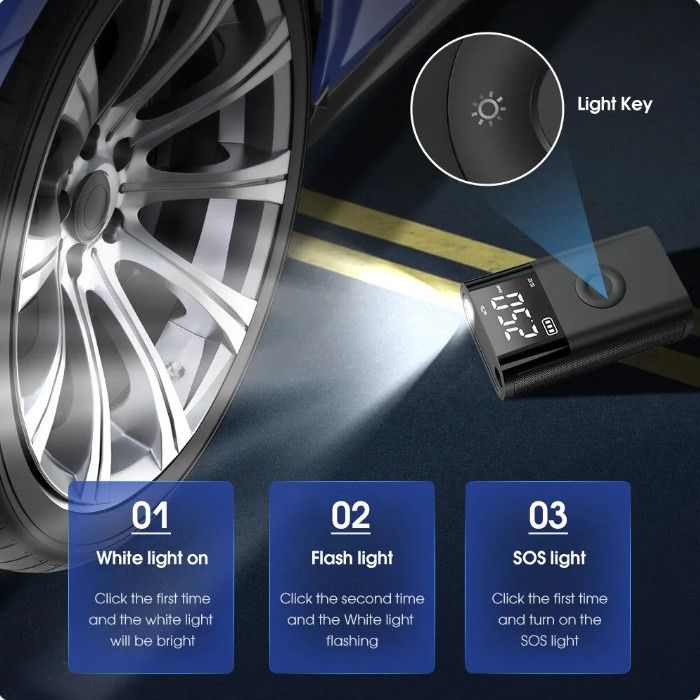 Беспроводной авто компрессор CARSUN Mini + повербанк| Насос для машины