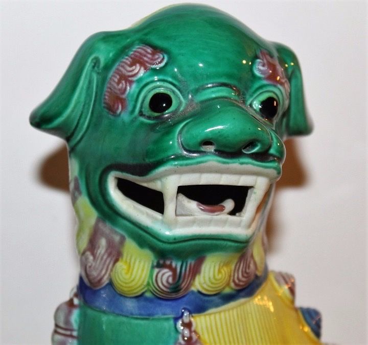 Dois caes de Foo enormes ( 38 cm) porcelana chinesa. Marcados e numerados