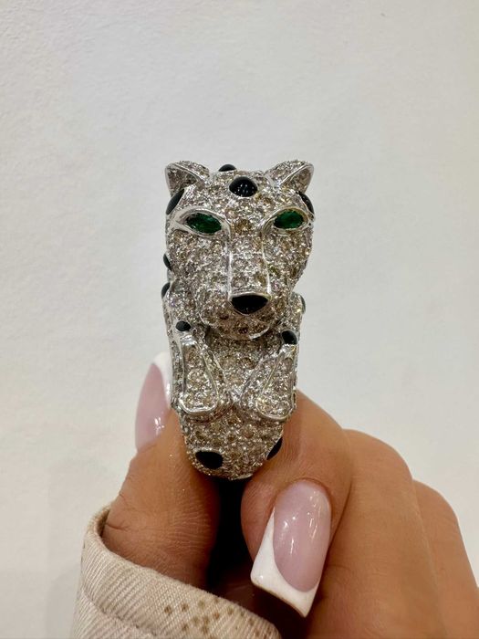 Pierścionek kotek/pantera z diamentami naturalnymi 11.30 CT