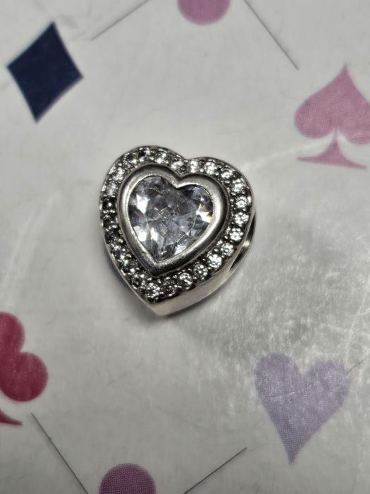 Charms srebro serce serduszko cyrkonie kryształy