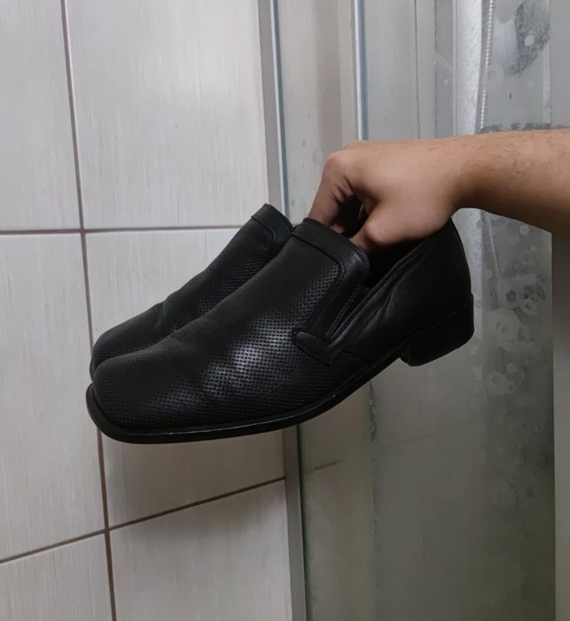 Buty obuwie 42 Panelli mokasyny czarne  Leather lieder czarne włoskie