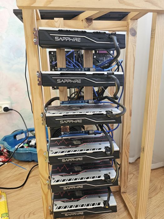Ферма майнинг Gigabyte nvidia 1060 6 gb Samsung 8 штук, Sapphire rx580