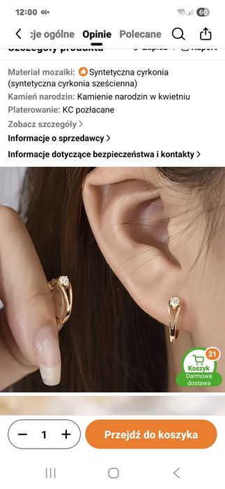 Kolczyki z synetycznrj cykorii