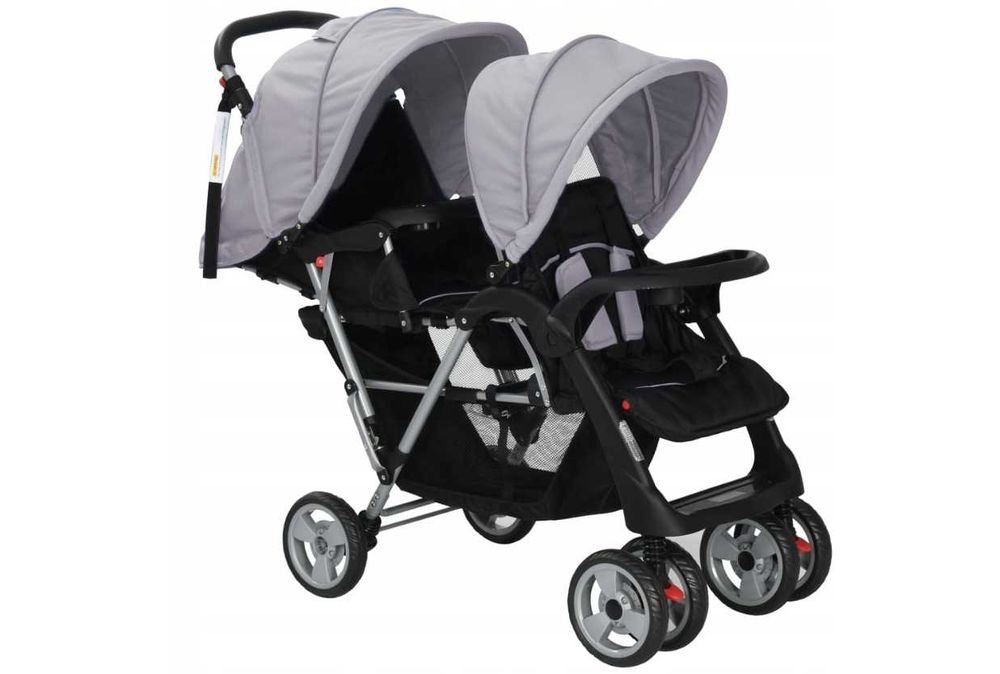 Podwójny Wózek spacerowy dla bliźniaków szary bliźniaczy dla w osób 2