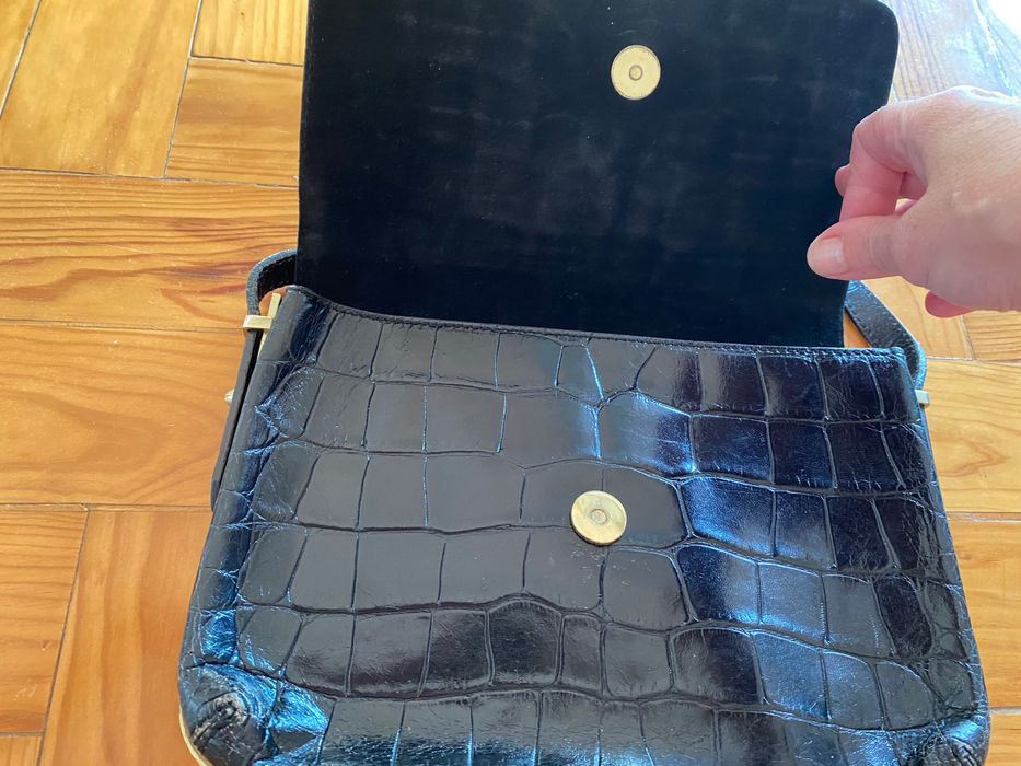 Carteira preta massimo Dutti em pele com relevo