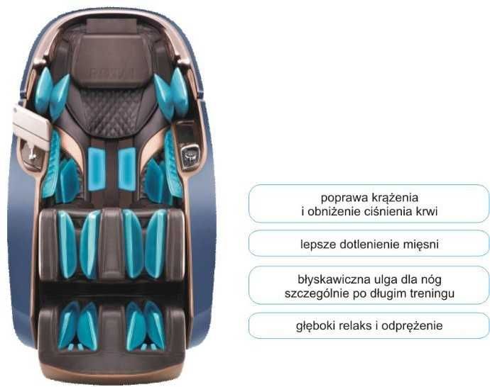 Fotel Masujący ELITE PREMIUM,  Skóra Naturalna, AI, 2 Roboty Masujące, Zero Gravity