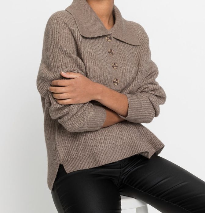 B.P.C brązowy sweterek z kołnierzykiem 44/46