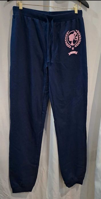 Granatowe Bawełniane Spodnie Dresowe Damskie Barbie r.M