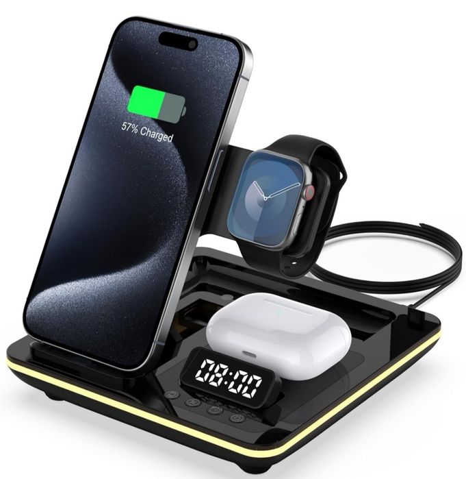 Ładowarka 5w1 do Apple, iPhone, Watch, AirPods, Automatycznie Składana