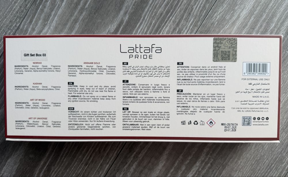 Lattafa Pride zestaw 4 zapachy po 20 ml wody perfumowane