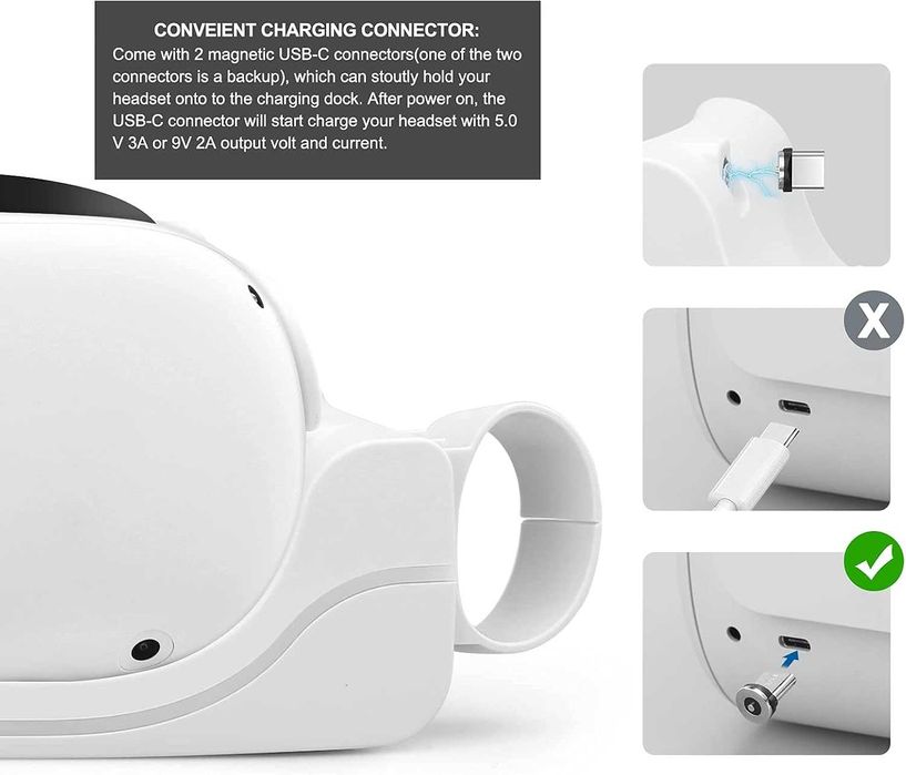 Vakdon Magnetyczna Stacja Ładująca USB do Oculus Quest 2