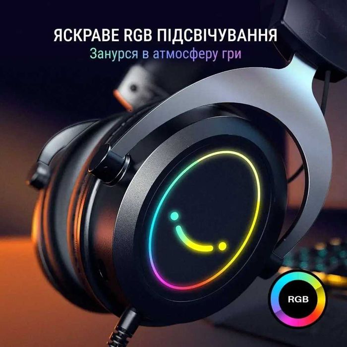Fifine H3 RGB 7.1 – Ігрові навушники з мікрофоном і RGB-підсвіткою