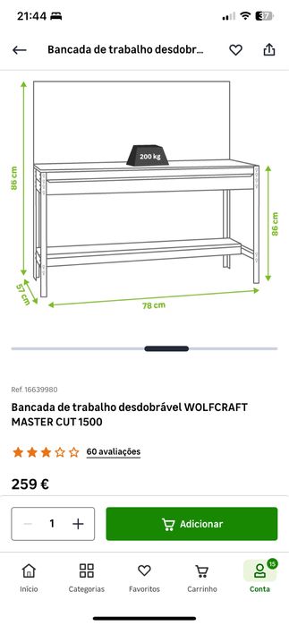Bancada de trabalho desdobrável WOLFCRAFT