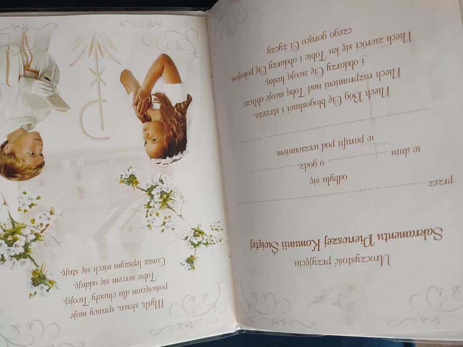 Książeczka karta komunijna komunia życzenia