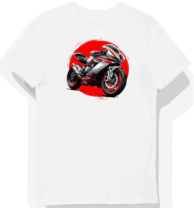 Koszulka męska biała z motywem motocykla MV Agusta S