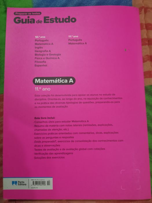 Livro como novo "Guia de estudos matemática A 11°ano"