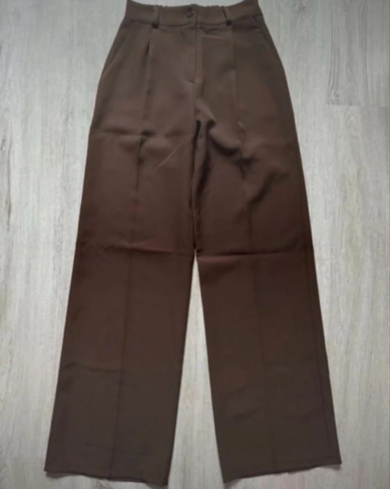 spodnie garniturowe brązowe