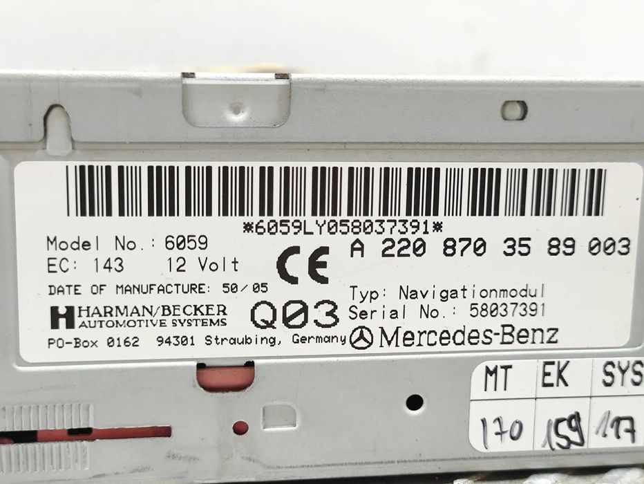 Unidade de navegação Mercedes Benz SLK R171 W211 C219 W220 A2208703589