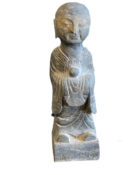 ESCULTURA EM PEDRA RARA DE DOIS LUOHAN DINASTIA LIAO ORIENTAL CHINES TIBETANO