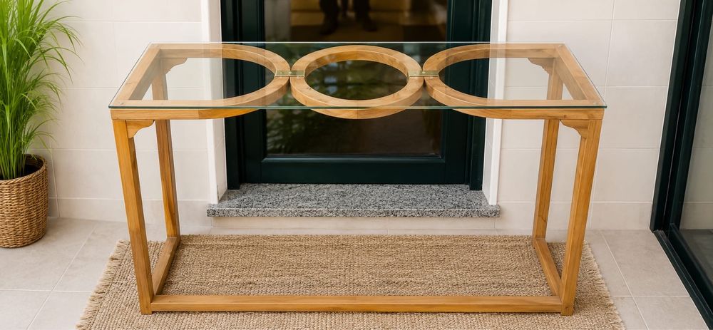 Aparador/Consola em madeira e vidro - Design Moderno e Elegante