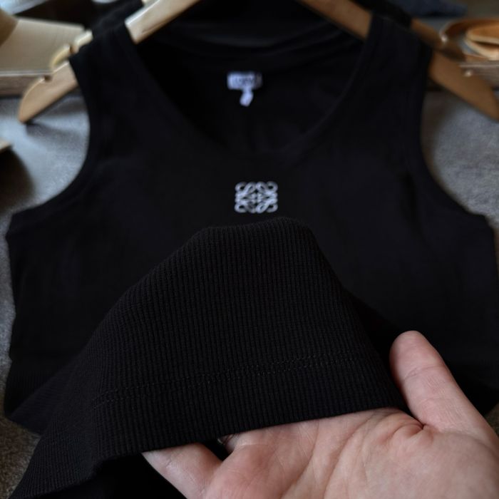 Жіноча чорна преміум майка топ в рубчик Loewe оригінал розмір M/L