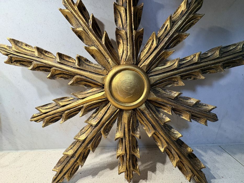 Lindo antigo sol em talha dourada 54 cm de diâmetro - restaurado
