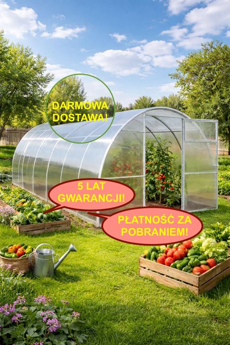 Szklarnia ogrodowa z poliwęglanu, tunel ogrodowy dowolny rozmiar