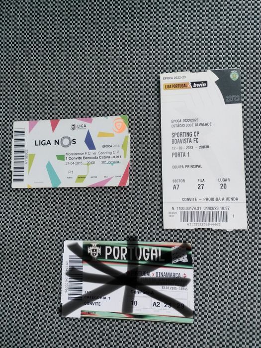 Bilhetes Antigos jogos Sporting