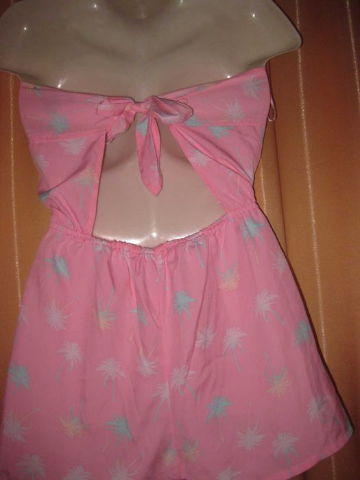 Рожеві короткі шорти ромпер комбінезон L з відкритою спиною на резинці