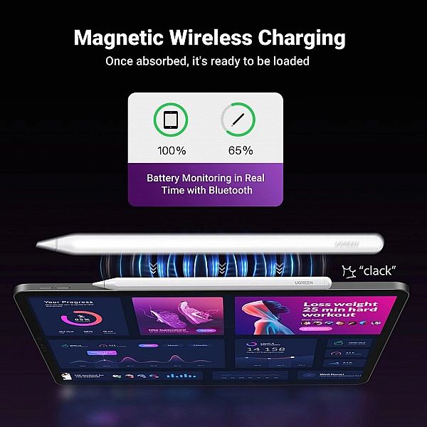 Rysik Ugreen LP653 z ładowaniem bezprzewodowym do tabletów iPad - biał