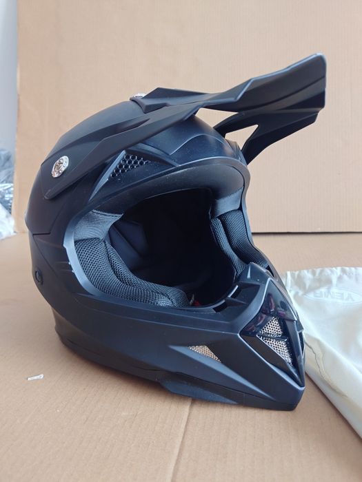Kask krossowy na Quada Hulajnogę S 55-56 cm Czarny Lekki Fullface