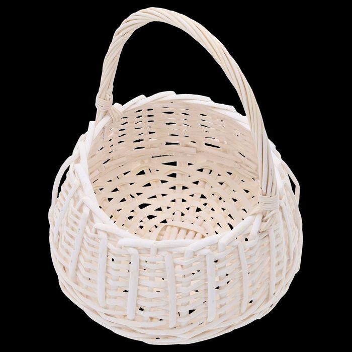 Kremowy okrągły kosz wiklinowy święconka wielkanoc