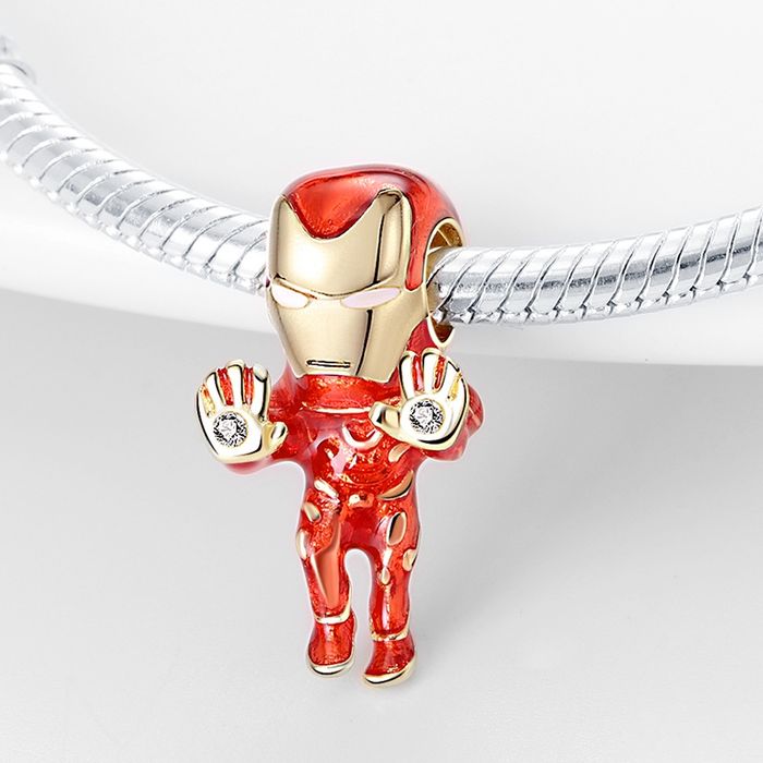 Srebrny Charms do bransoletki modułowej - Iron Man Marvel