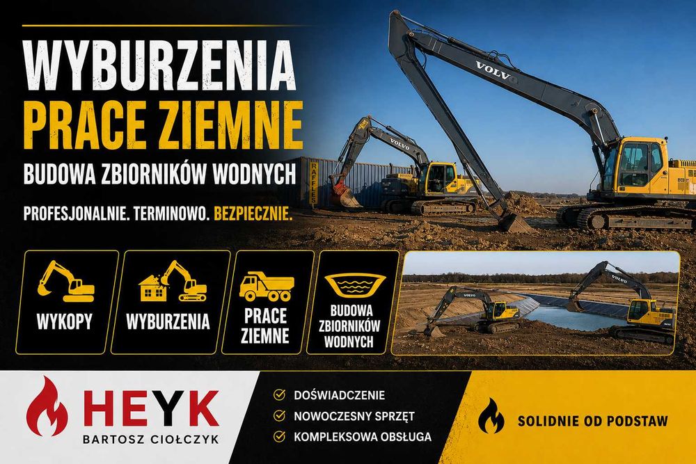 Wyburzenia wykopy koparka