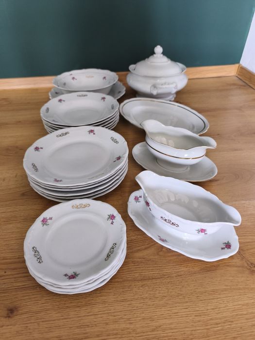 Serwis obiadowy porcelanowy Bogucice z Katowic PRL Porcelana