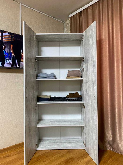 Шафа шкаф з полицями в спальню, прихожу, офіс , на балкон колір БЕТОН