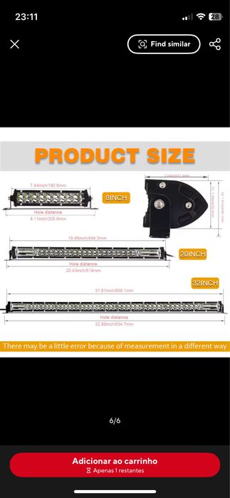Barra Led Auto 20 Inch 52 cm 180w