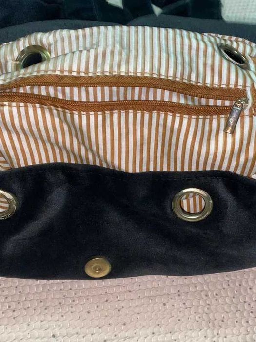 Mochila feminina bordada floral de veludo preto com cordão estilo boho