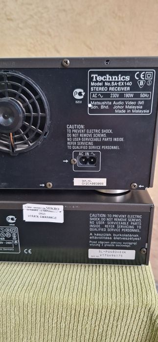 Wieża zestaw technics amplituner sa-ex140 190W i cd sl-pg480A