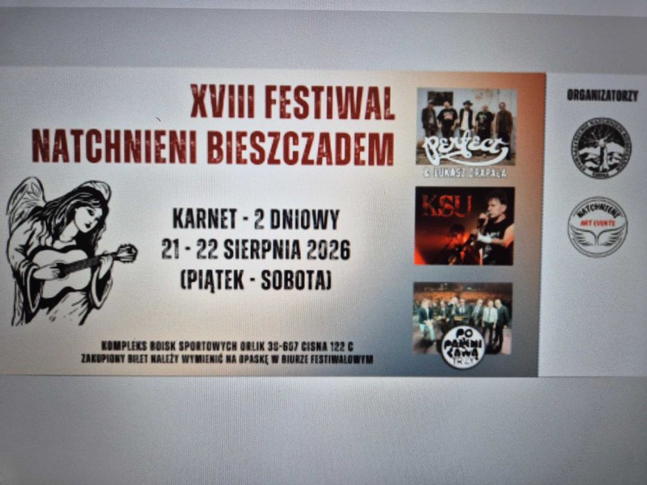 Bilet dwudniowy na XVIII Festiwal Natchnieni Bieszczadem