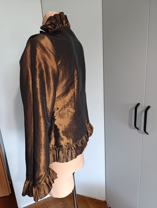 Koszula damska elegancka wieczorowa M brąz - złoto