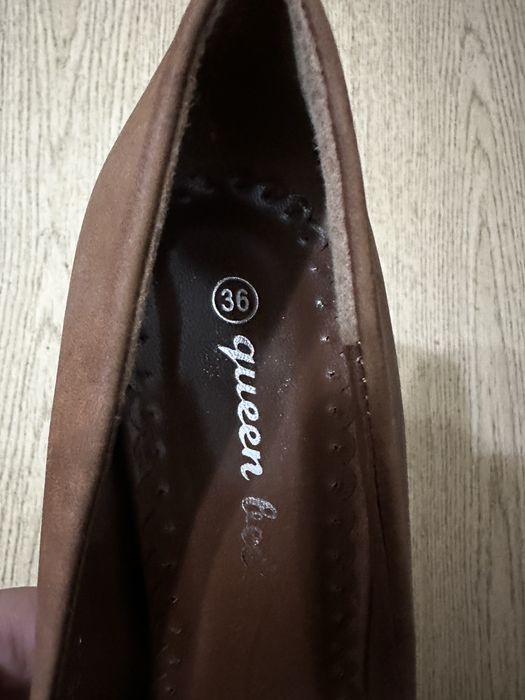 Szpilki brązowe na platformie skórzane obcas 12,5 Wueen Bee roz. 36