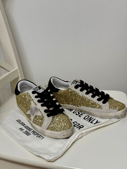 Nowe Sneakersy Golden Goose Super-Star Glitter Skóra Rozmiar 40