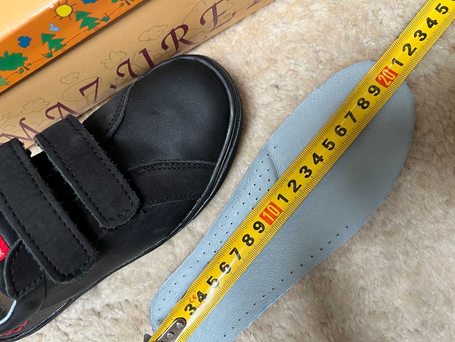 trzewiki skórzane czarne Mazurek rzepy roz 32/20,5 cm