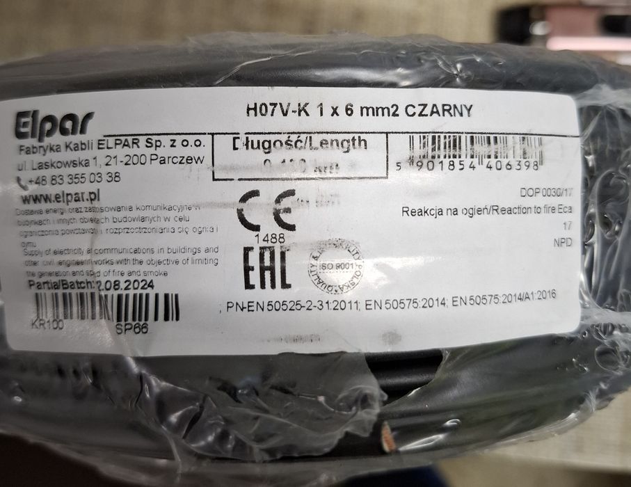 Elpar Linka 1x6 Czarna 100m