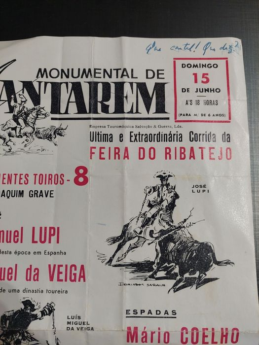 Panfleto cartaZ monumental Santarém touros festa brava anos 60