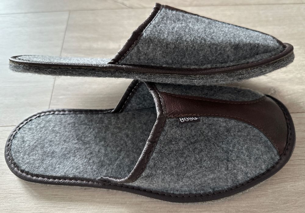Pantofle męskie BOSO, filc, podeszwa filcowa, kapcie rozmiar 45