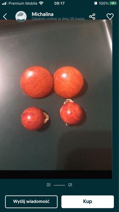 2 pary klipsów vinted koralowe pastylki