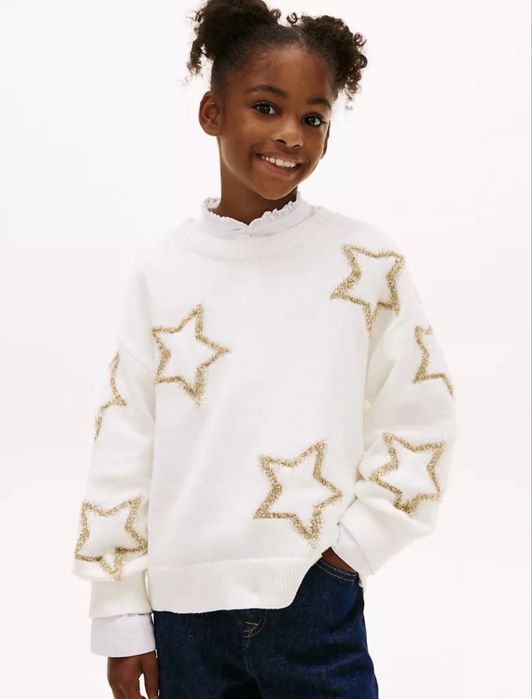Светр tommy hilfiger,  зірками. kids' intarsia shimmer star
