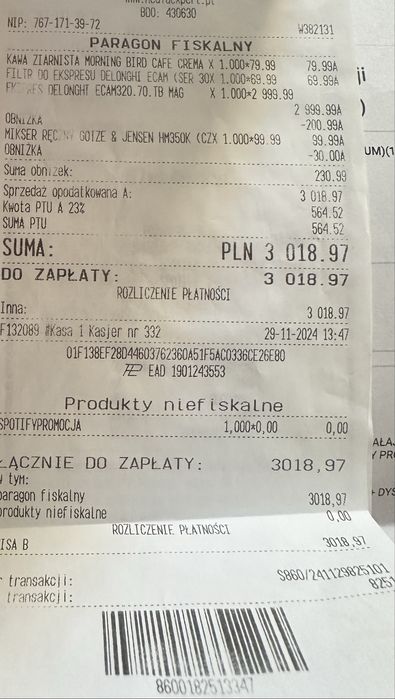 Ekspres do kawy De’Longhi Magnifica Plus ECAM320.70TB - stan idealny!